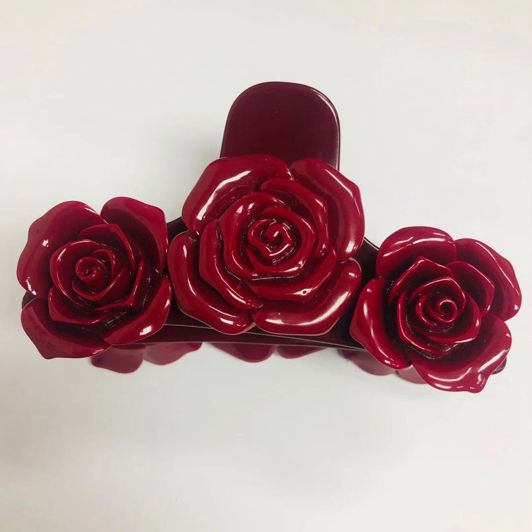 秋季时尚花朵气质抓夹