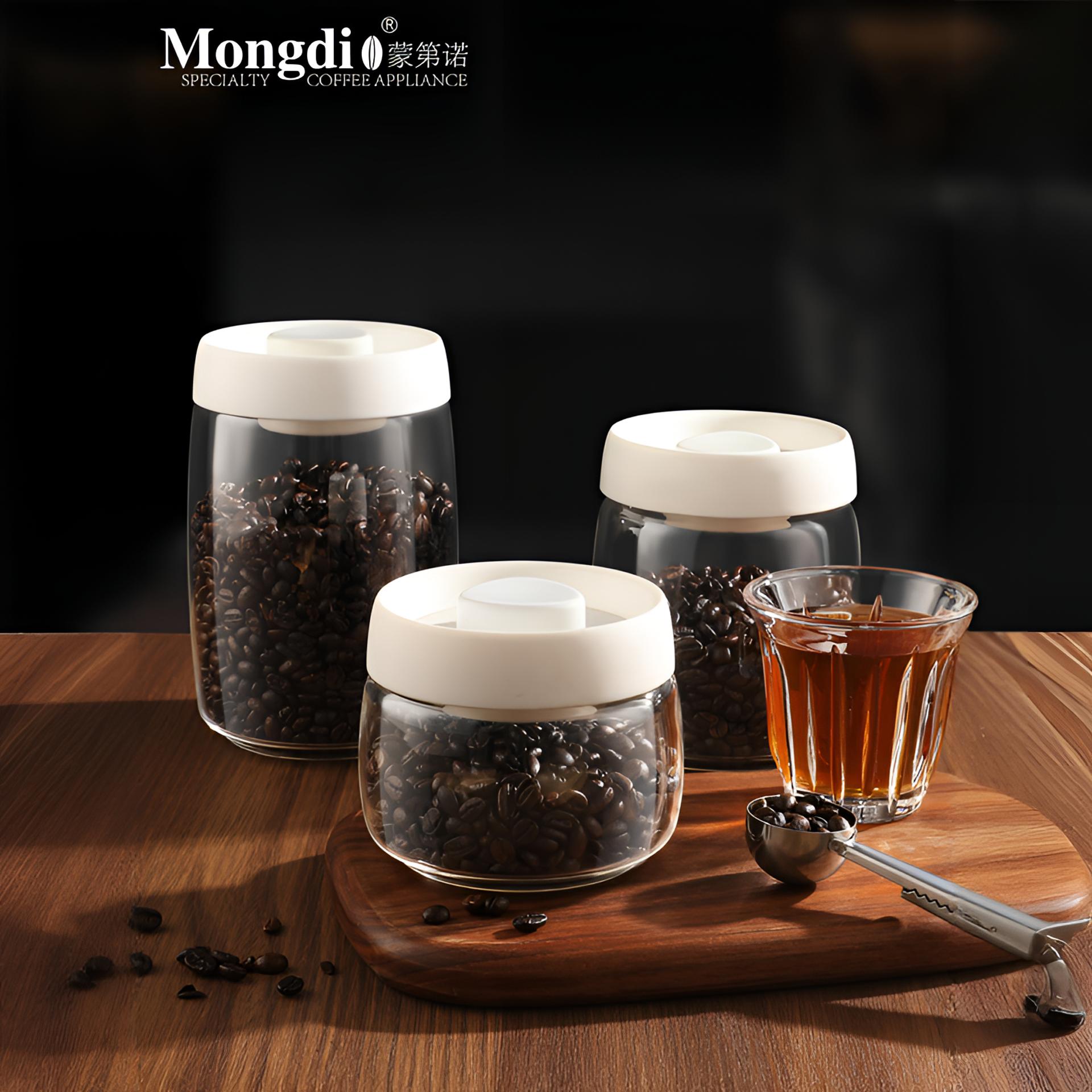 Mongdio咖啡豆密封罐咖啡密封罐真空玻璃咖啡罐咖啡粉收纳保存罐
