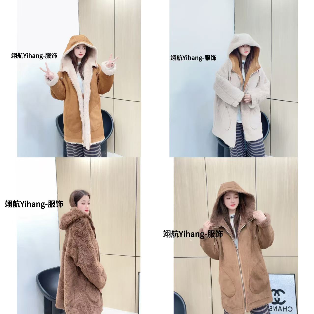 【帽版小羊】2025双面可穿100%羊毛连帽保暖女中长外套时尚冬季保暖