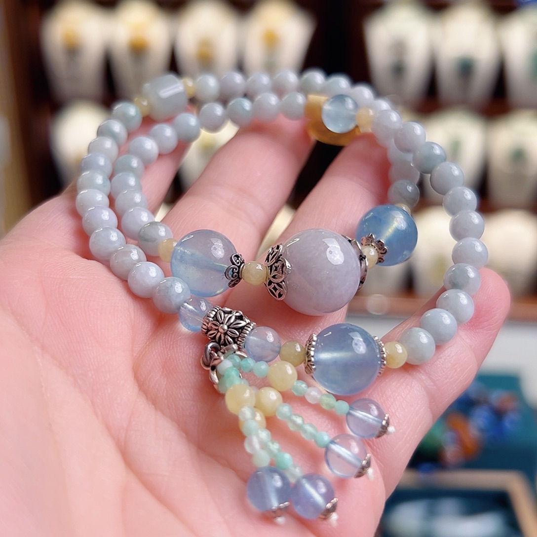 翡翠未镶嵌手链国风