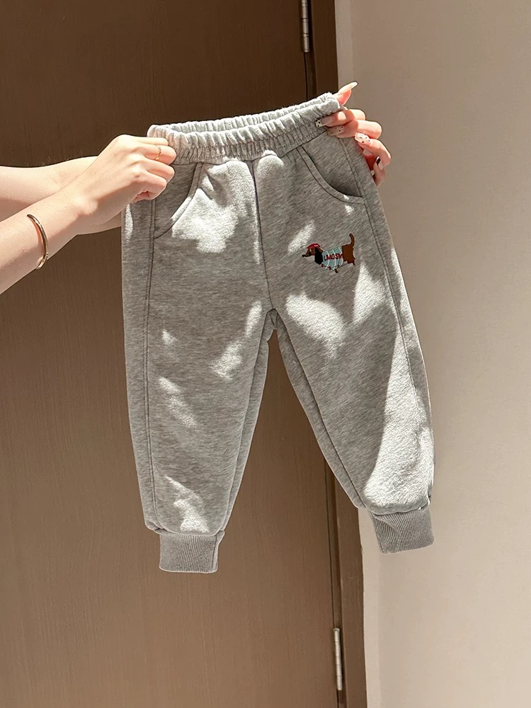 腊肠狗加绒儿童卫裤