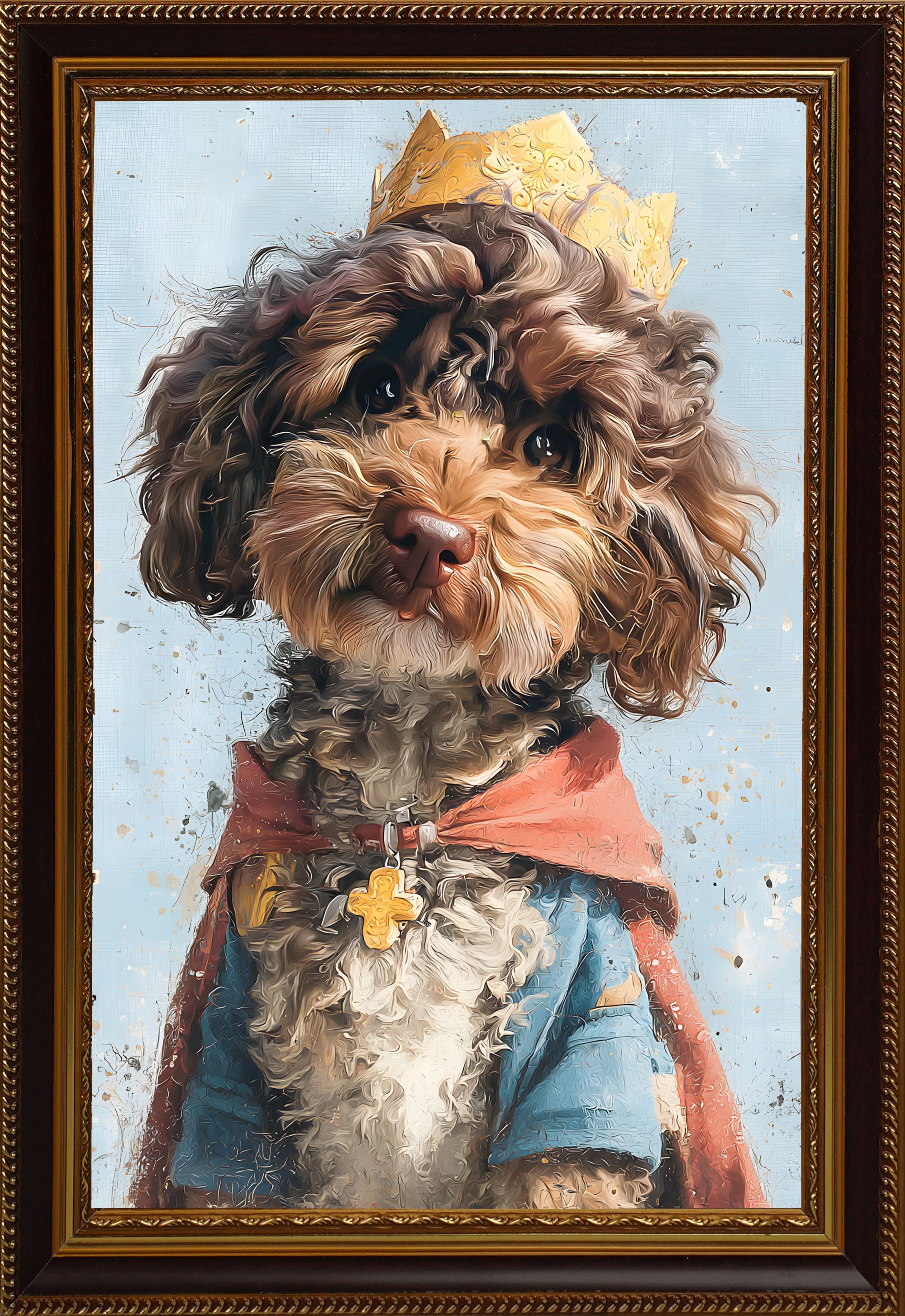 【王者归来】纯手绘-猫姐狗弟-定制画-猫大圣-卫仕宠物-蓝氏猫狗-画