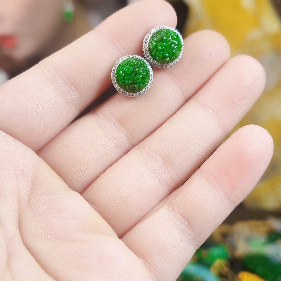 翡翠银S925镶嵌颈饰耳饰