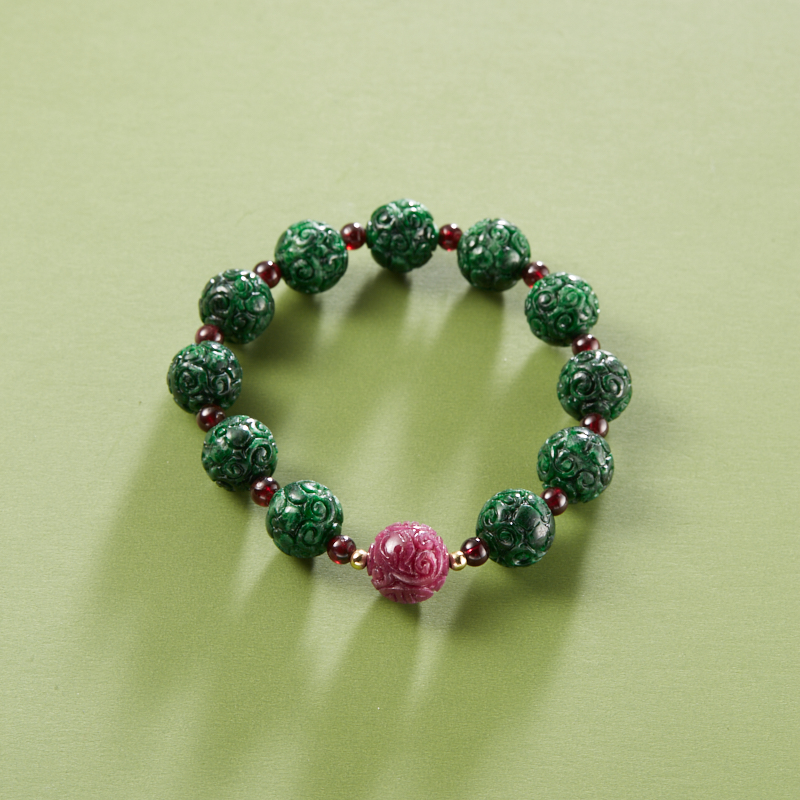 翡翠雕花男女同款手串