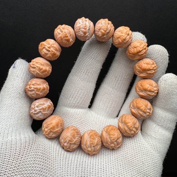 猴头手串微瑕老财神聚宝盆料16mm左右
