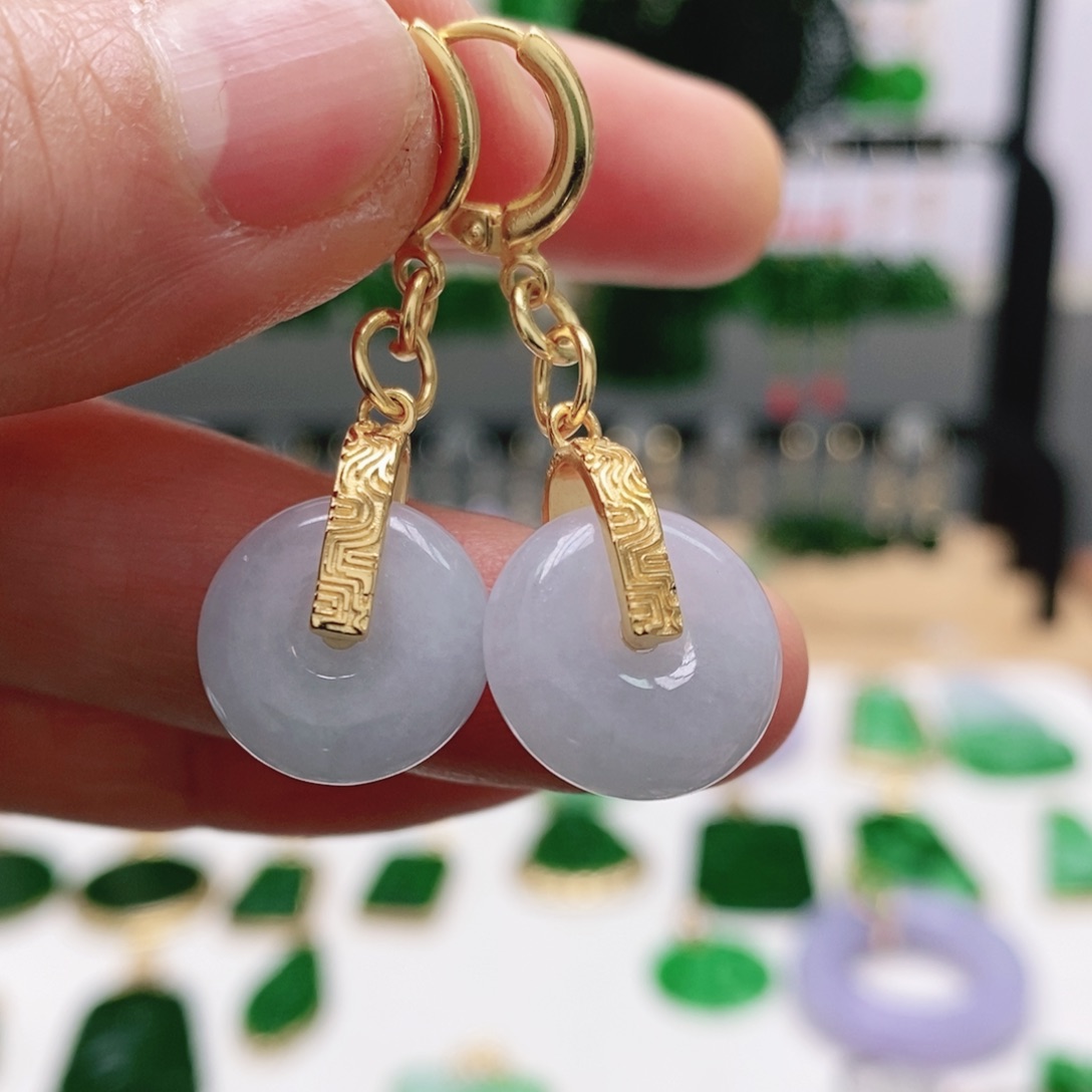 翡翠银S925镶嵌耳饰挂件