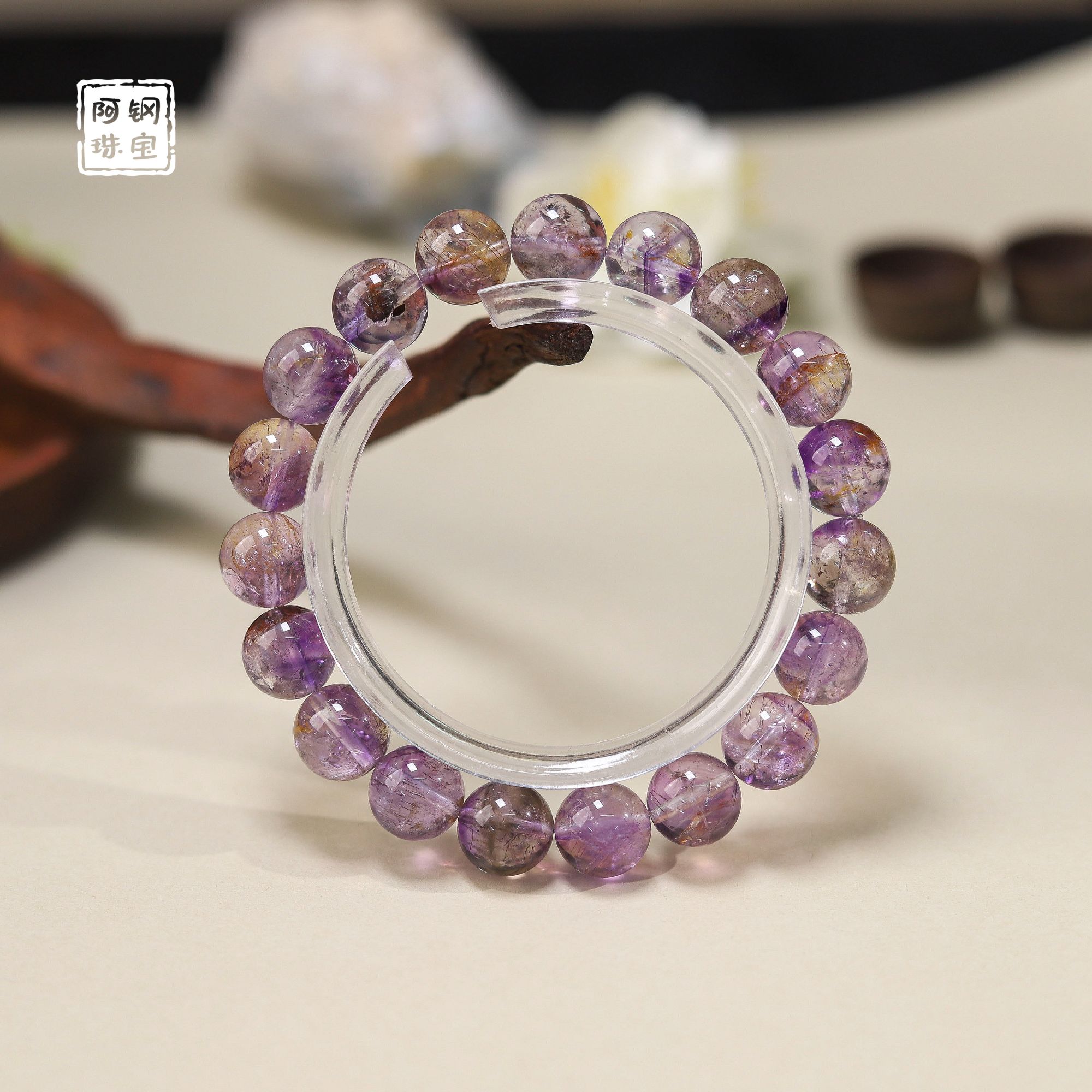 【稀缺色】高货紫黄超七天然水晶手串稀有黄紫超-多样性发其一ZC188