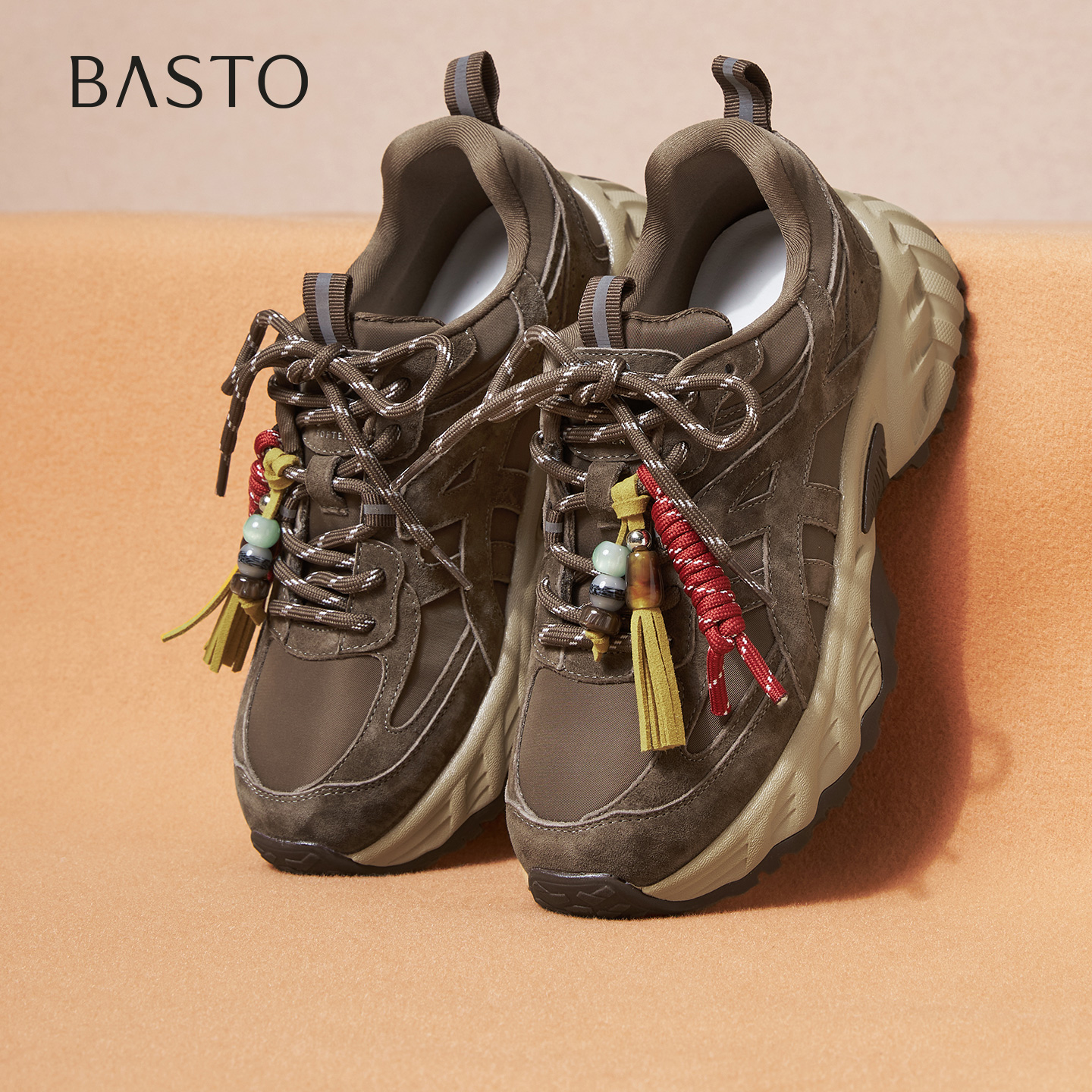 【小熊专属】百思图2026春季新款老爹鞋运动女户外休闲鞋D3782AM6