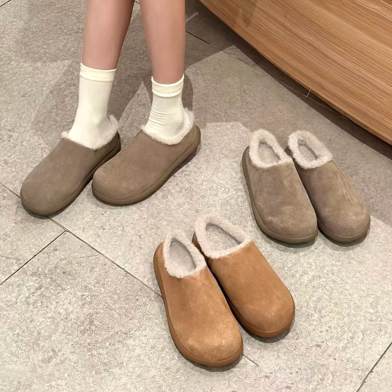 【抖店专属】加绒勃肯鞋女厚底牛皮小土豆真皮一脚蹬耐磨棉鞋冬季鞋