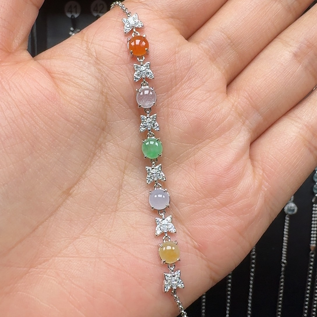 翡翠银S925镶嵌手链