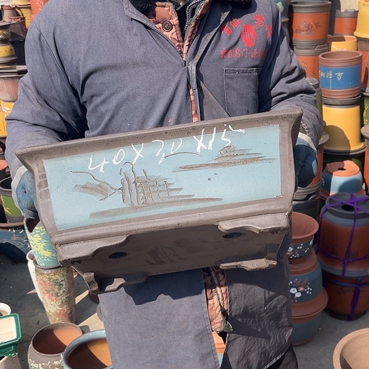 紫砂紫砂花盆和小