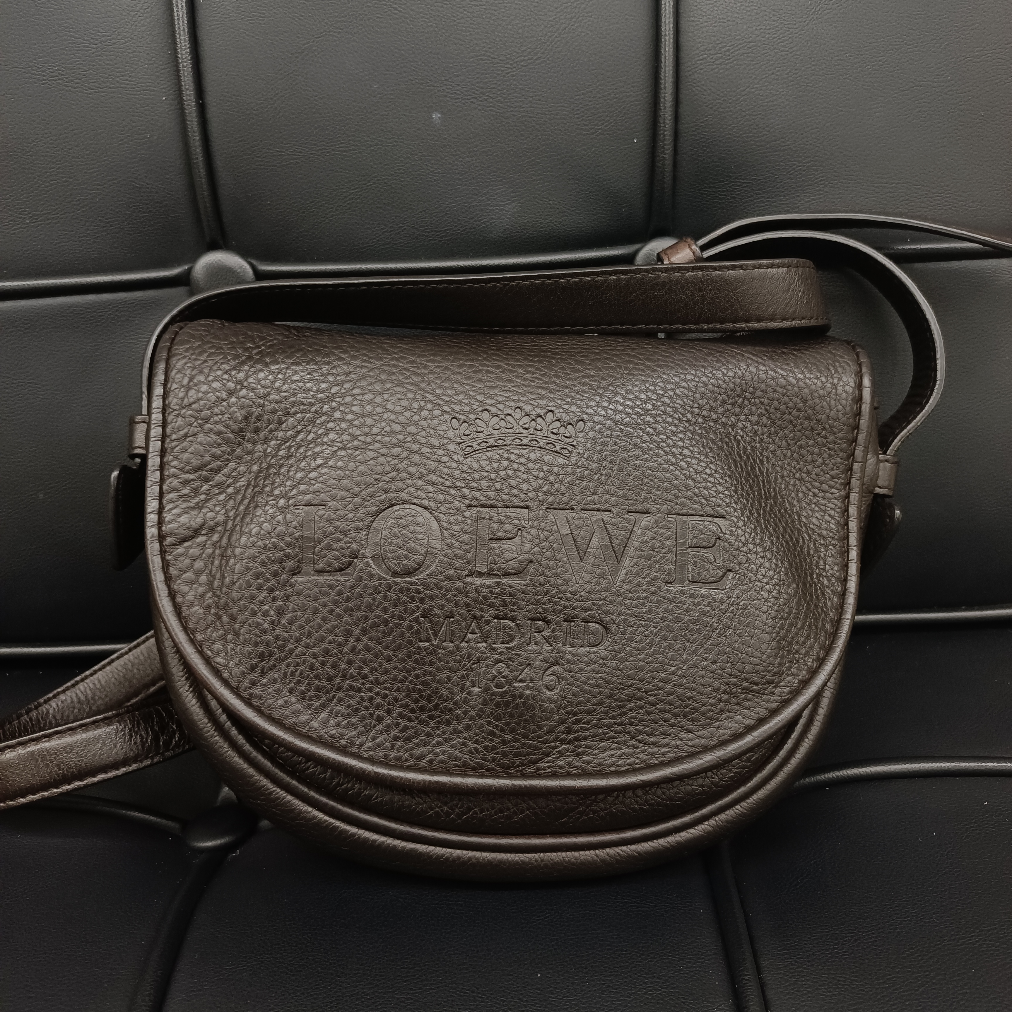 95新 LOEWE/罗意威 冰冰中古/LOEWE/罗意威/黑色小斜挎