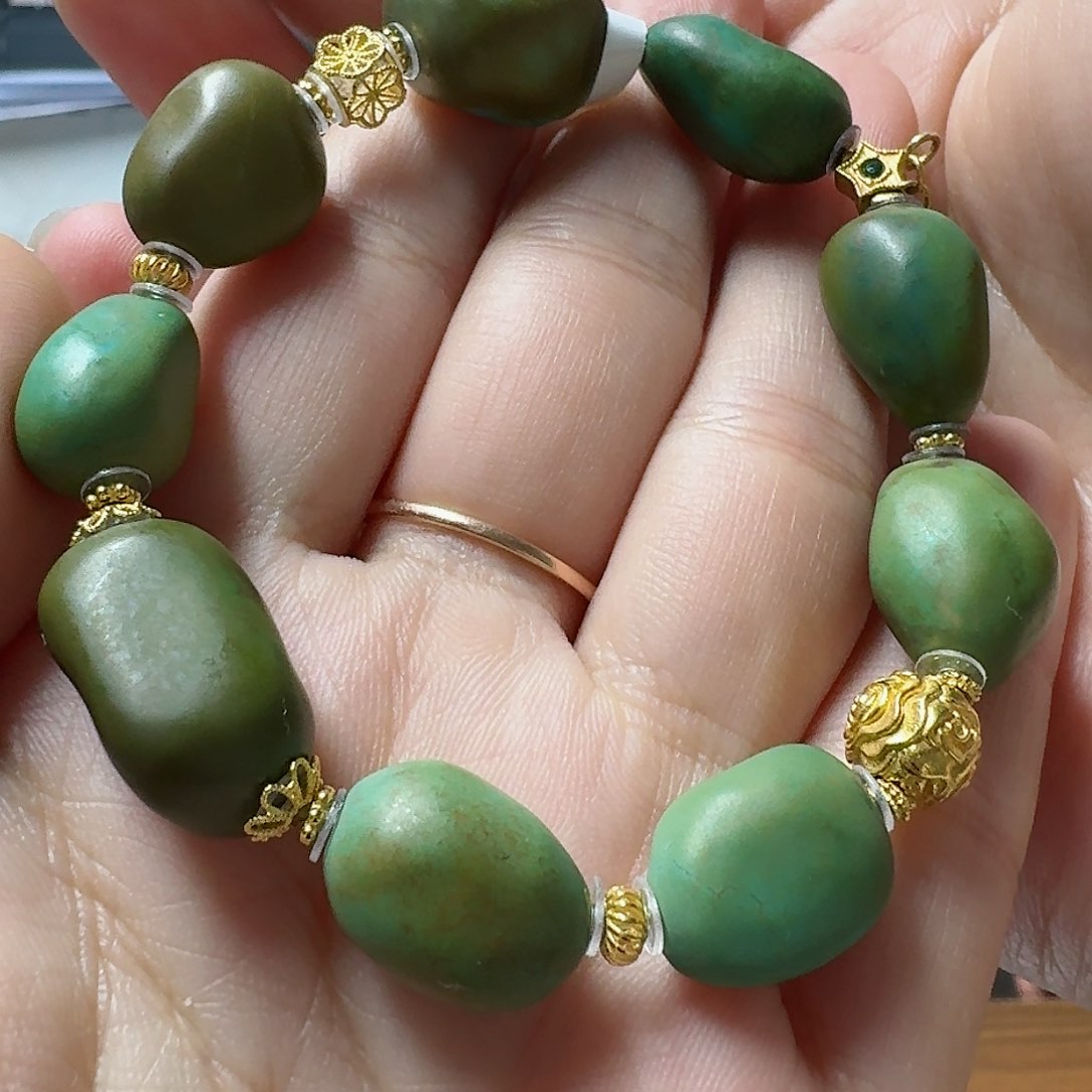 绿松石珠宝奇石18K金镶嵌