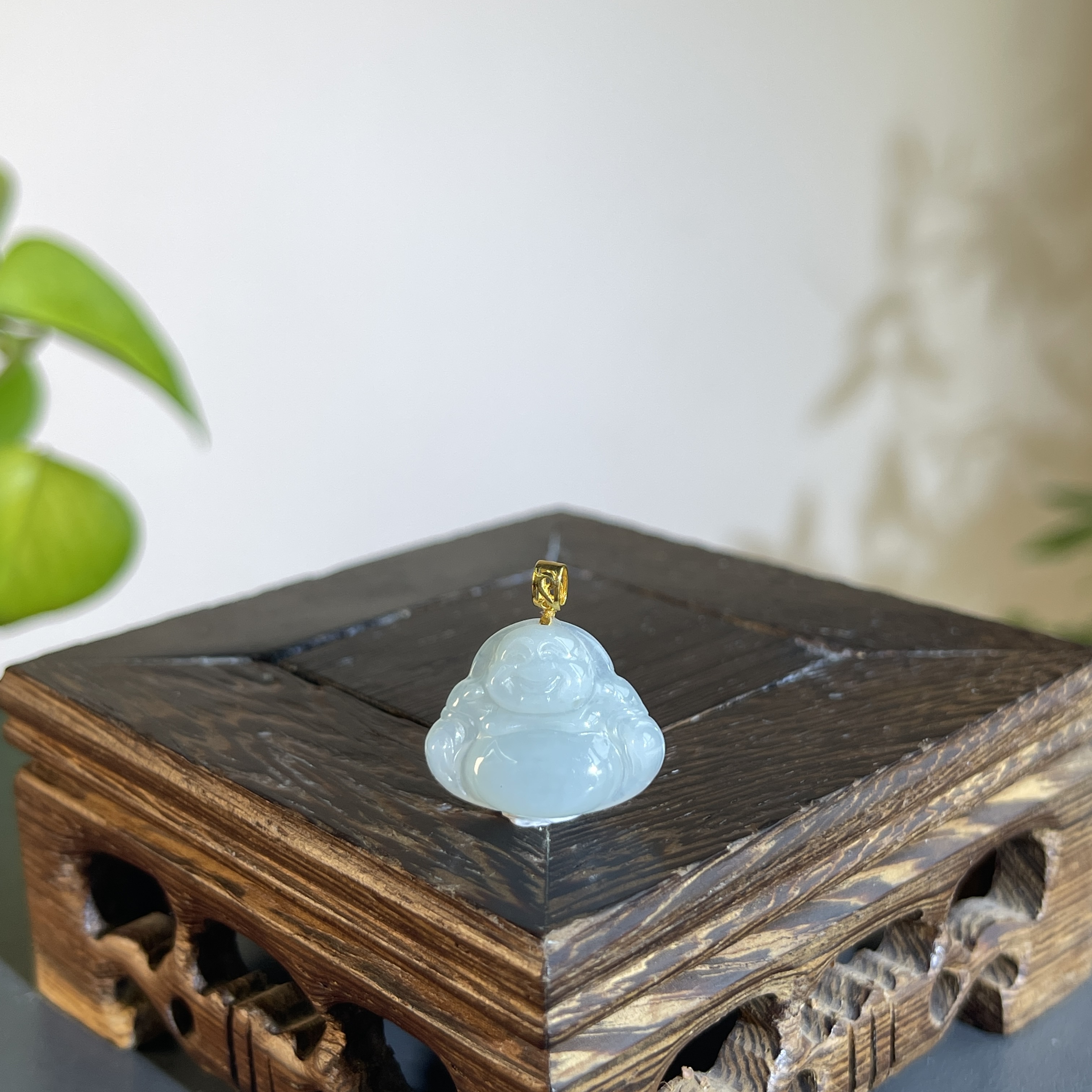 JTA16-013 天然翡翠缅甸A货 18K扣头佛公