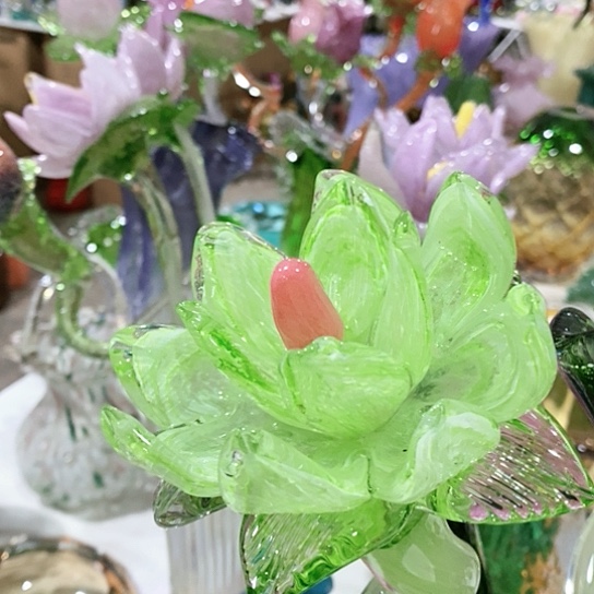 琉璃高度45厘米夜光琉璃绿荷花