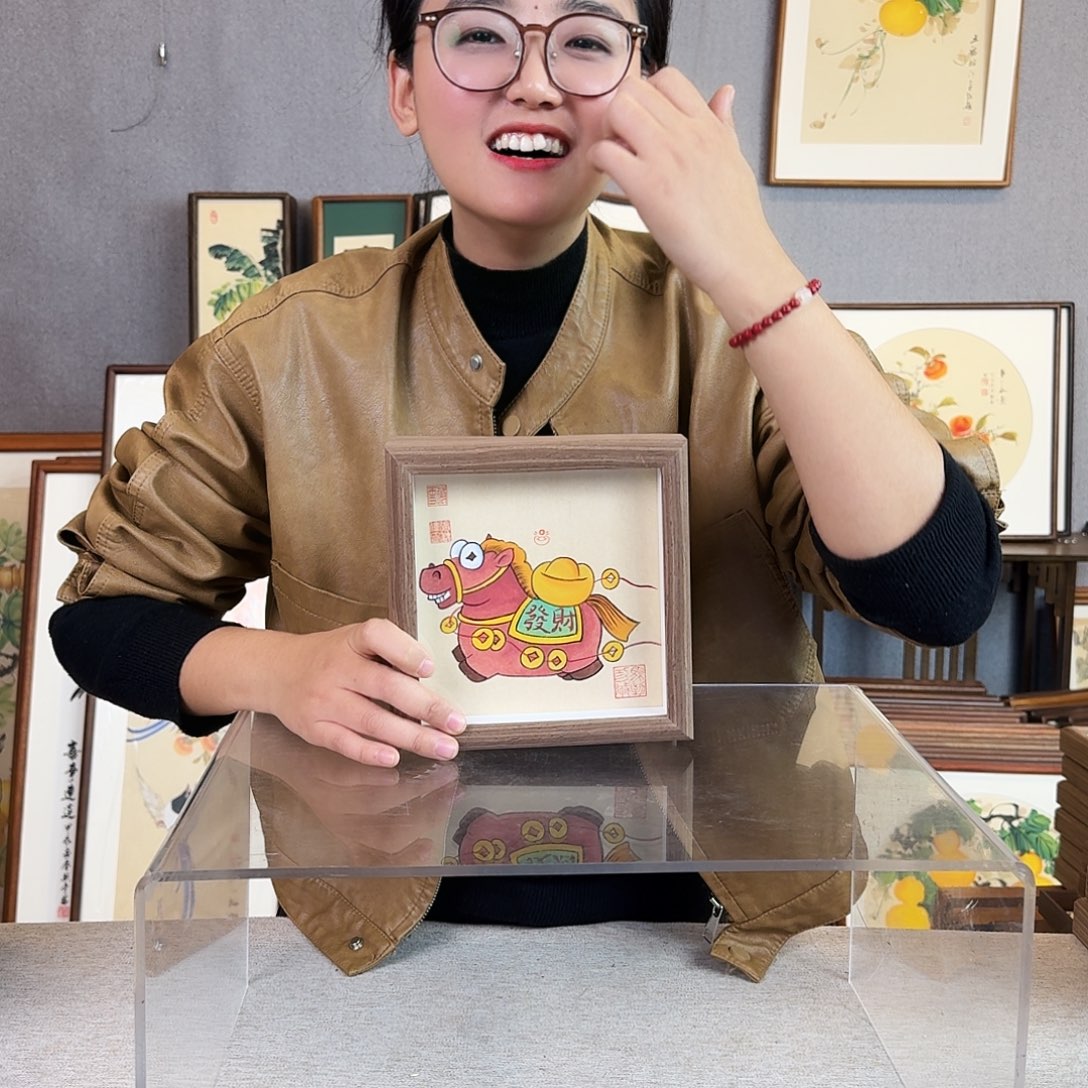 国画手绘带框尺寸：15*15