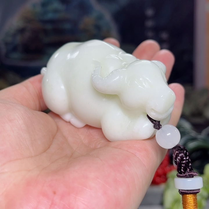 蛇纹石玉手把件未镶嵌