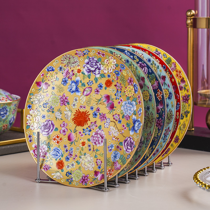 7英寸平盘景德镇中式家用骨瓷圆形菜盘酒店摆台碟子大平盘牛排盘