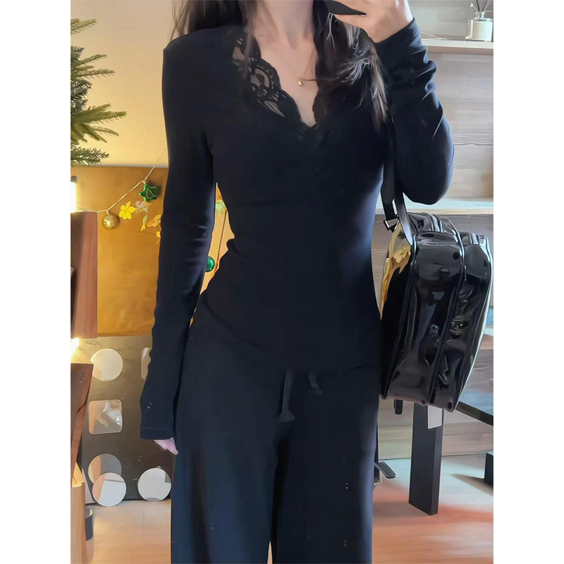 【现货】大码辣妹风长袖t恤女2025秋季胖MM显瘦收腰设计感上衣71222