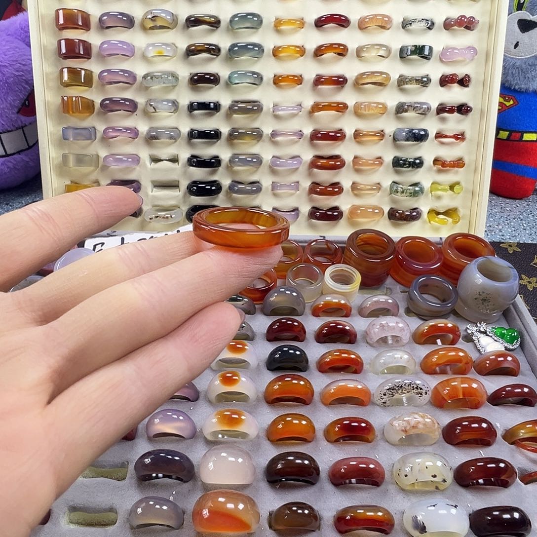 U***睫玛瑙/玉髓未镶嵌戒指A1不退换20.3港24