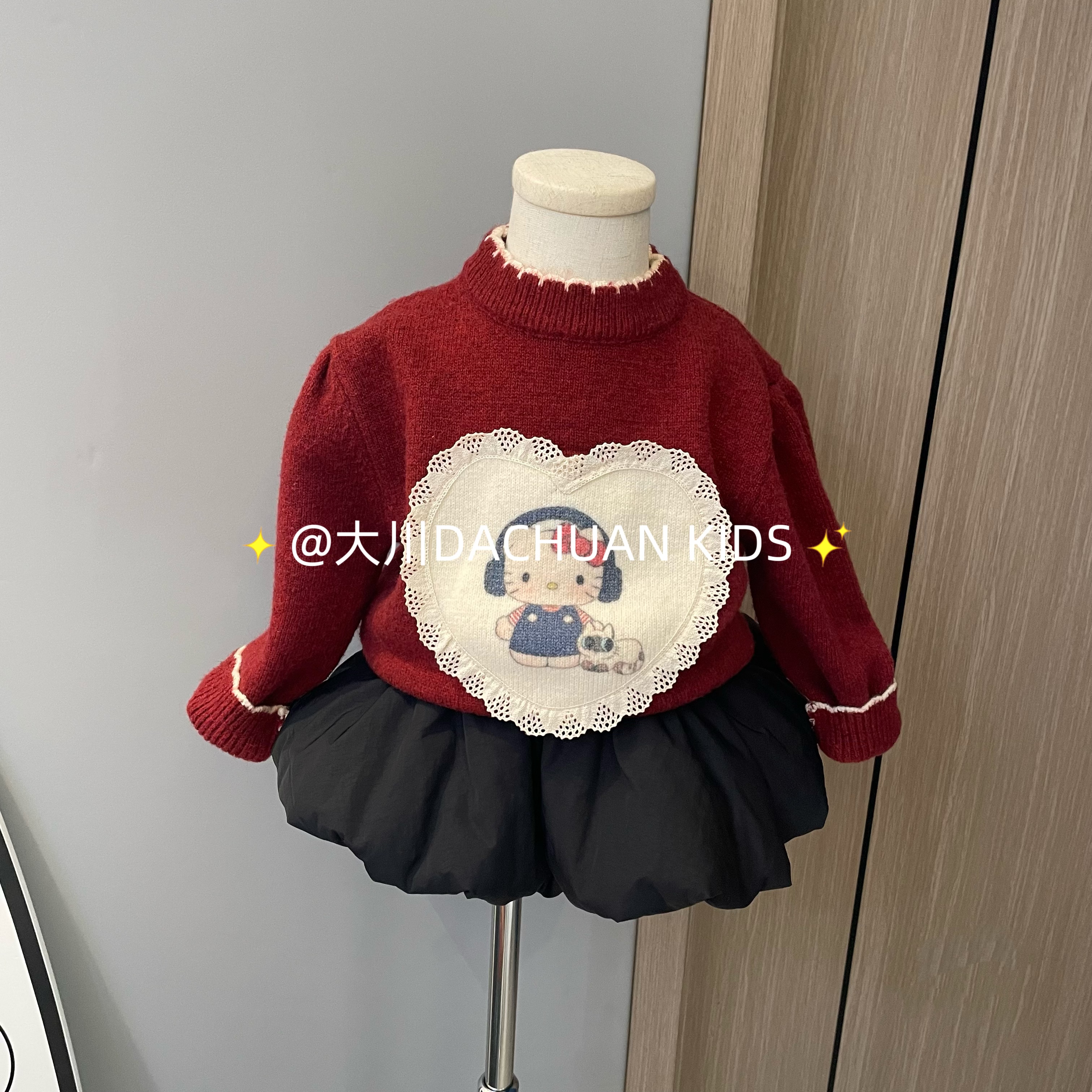 女童韩版厚款毛衣花苞棉裙套装2025冬厚款毛衣洋气半身裙两件套