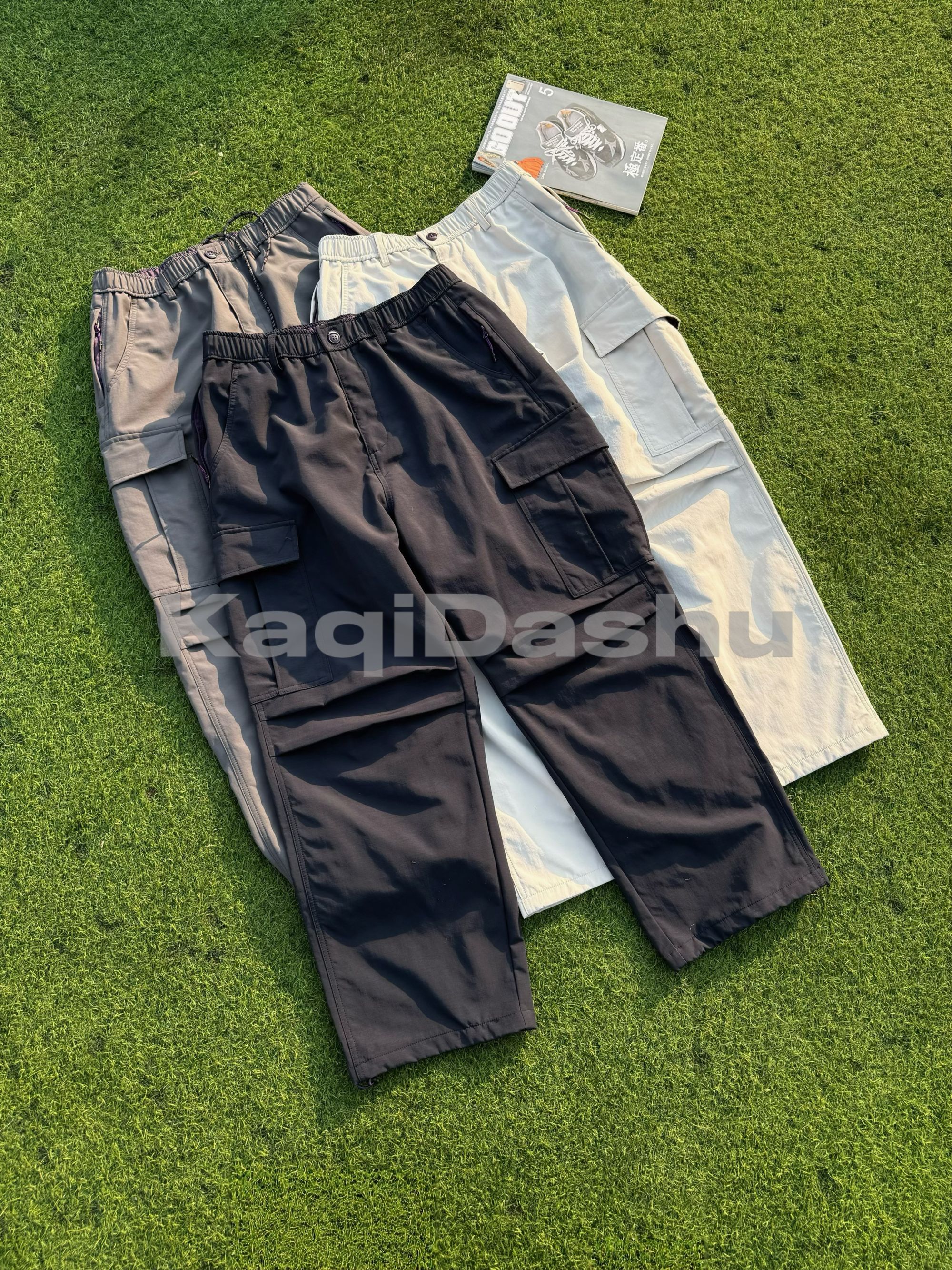 【拼色腰带/工装裤】冬季小方格双层户外重工装长裤男潮牌宽松73203