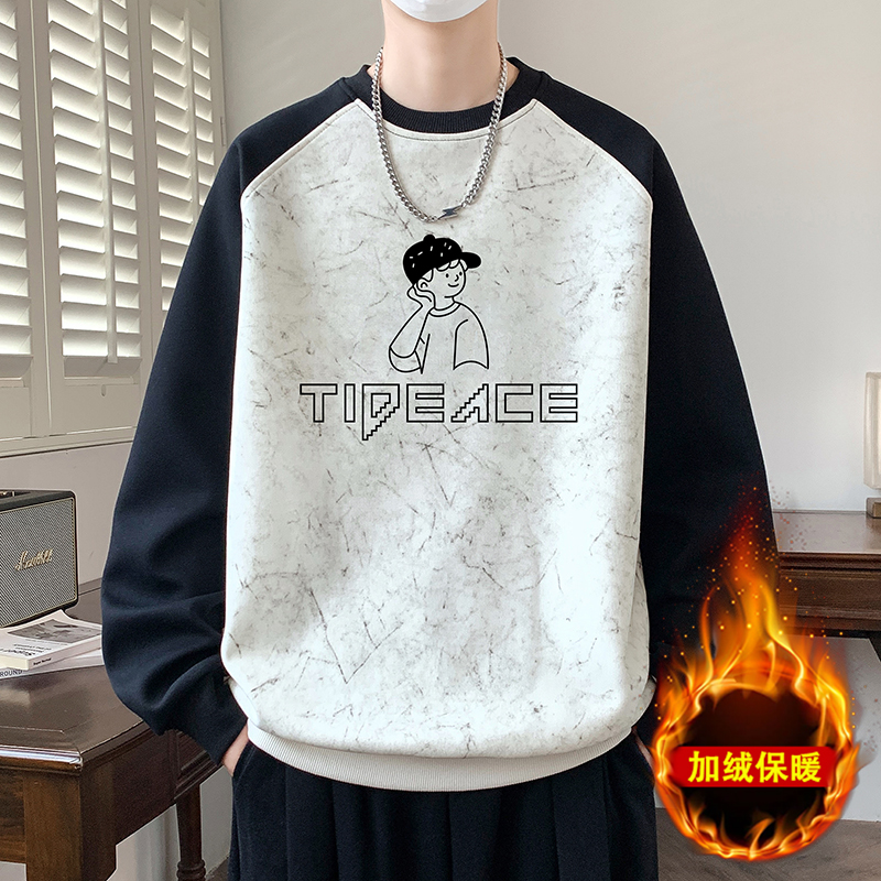 【高品质】2025秋冬季港风加绒卫衣男士棉质印花百搭宽松青少年2472