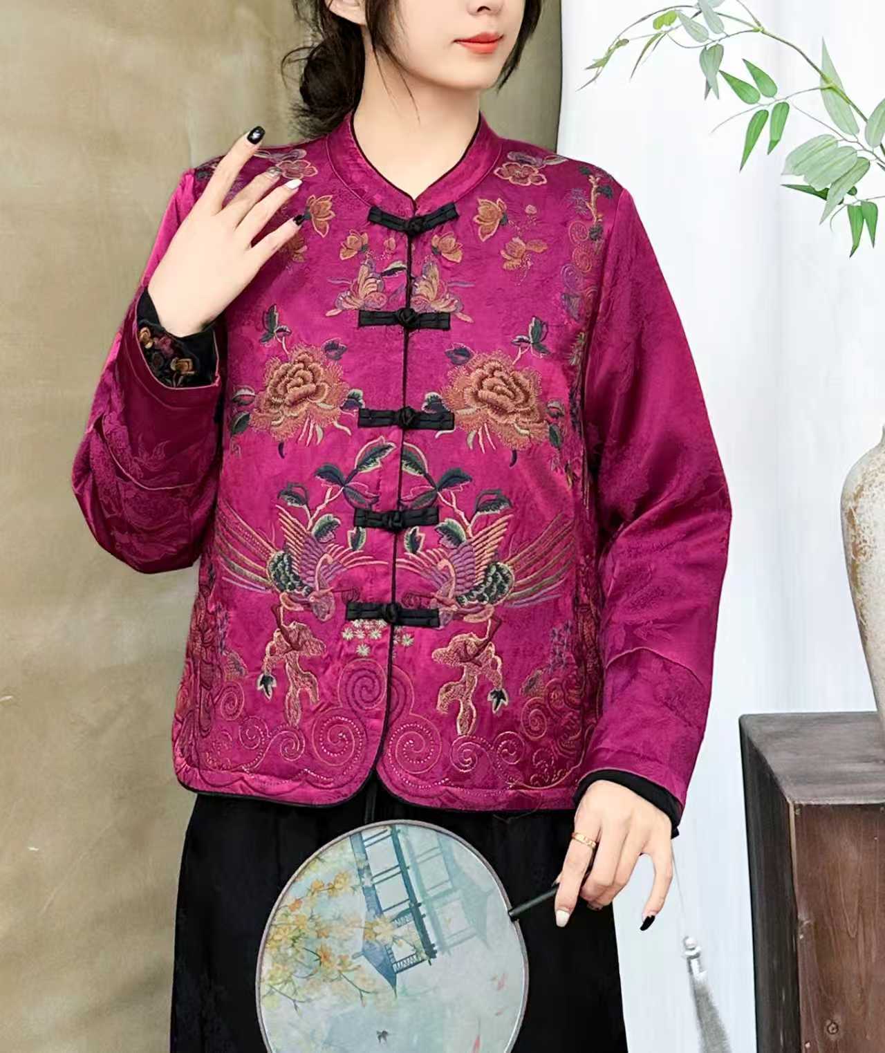 【正品保障】加棉加厚缎面民族风女装绣花禅意仙气飘飘贵气外套上衣