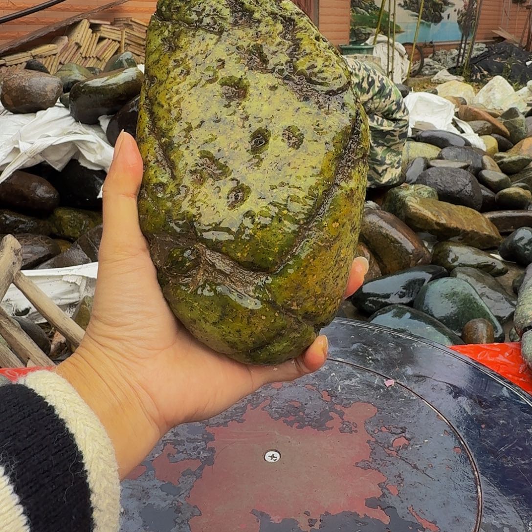 花***言蛇纹石玉未镶嵌天然原石摆件工艺