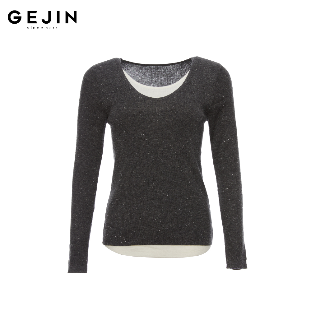 GEJIN/歌锦2025春季新款轻奢时尚气质圆领修身针织毛衫9122560077