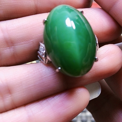 和田玉银S925镶嵌戒指