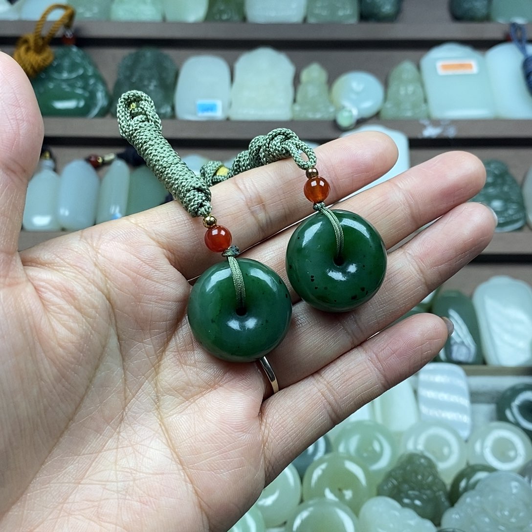 和田玉未镶嵌颈饰25mm碧玉平安扣多样性发1件