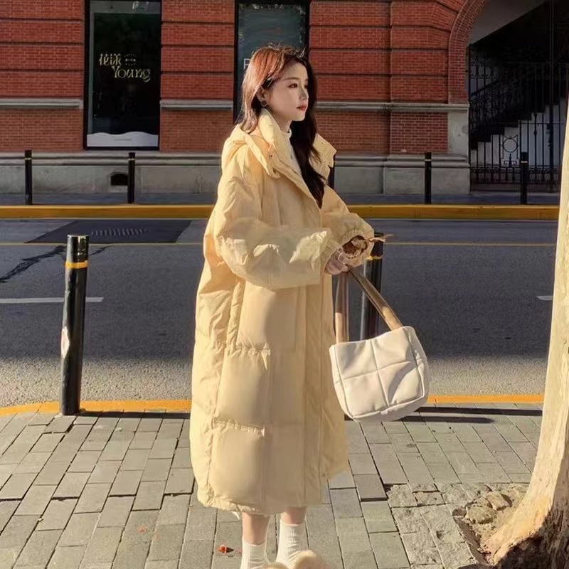 奶fufu连帽棉服女中长款2025年冬季新款棉衣加厚过膝棉袄外套