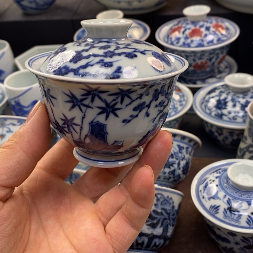 【闪购商品】没*景德镇微瑕元宝盖碗