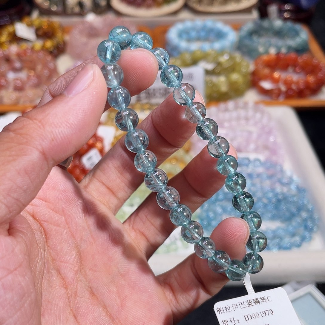 未镶嵌磷灰石手链帕拉伊巴蓝磷辉7mm