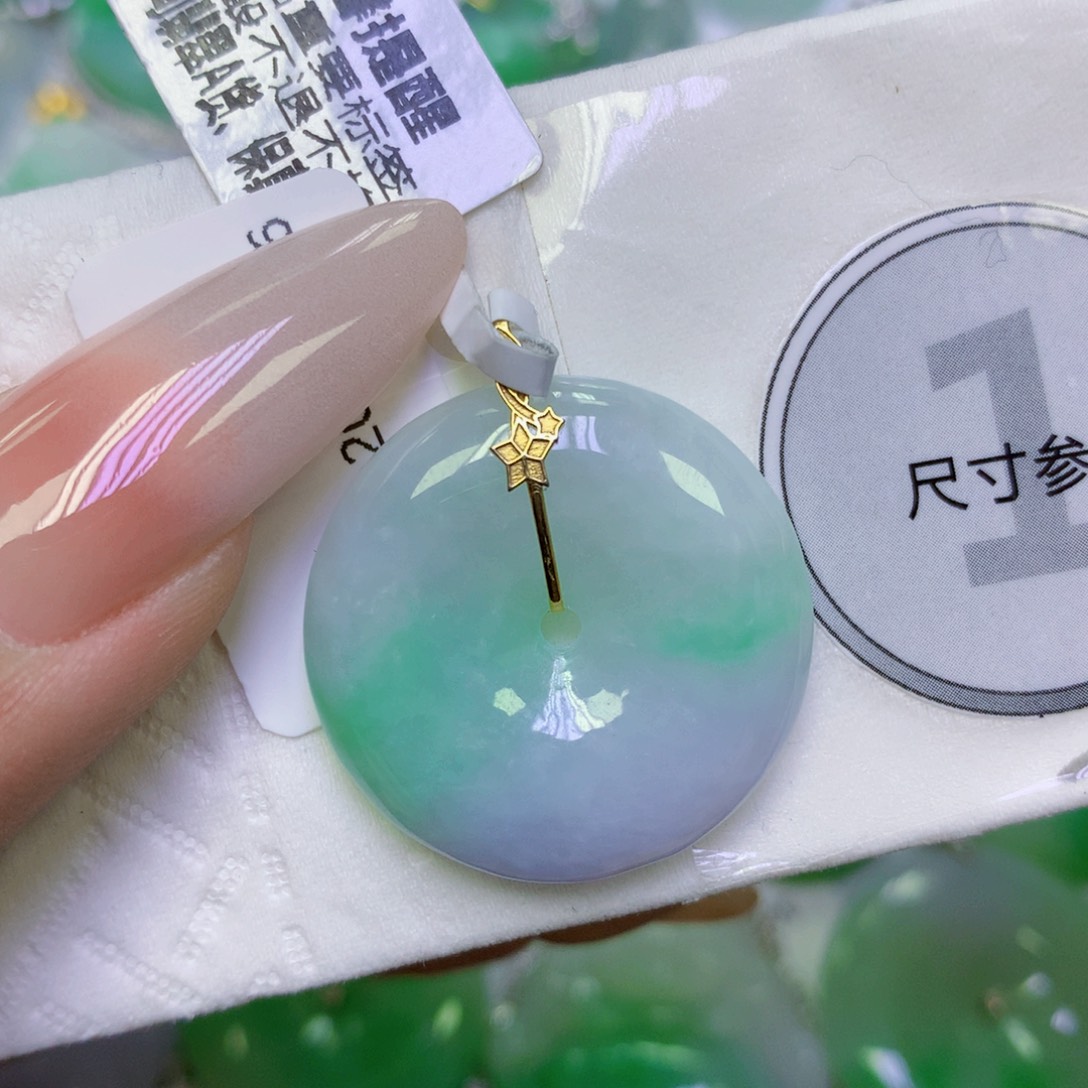 翡翠18K金镶嵌颈饰天然缅甸翡翠a货百元以上9元证书费自理