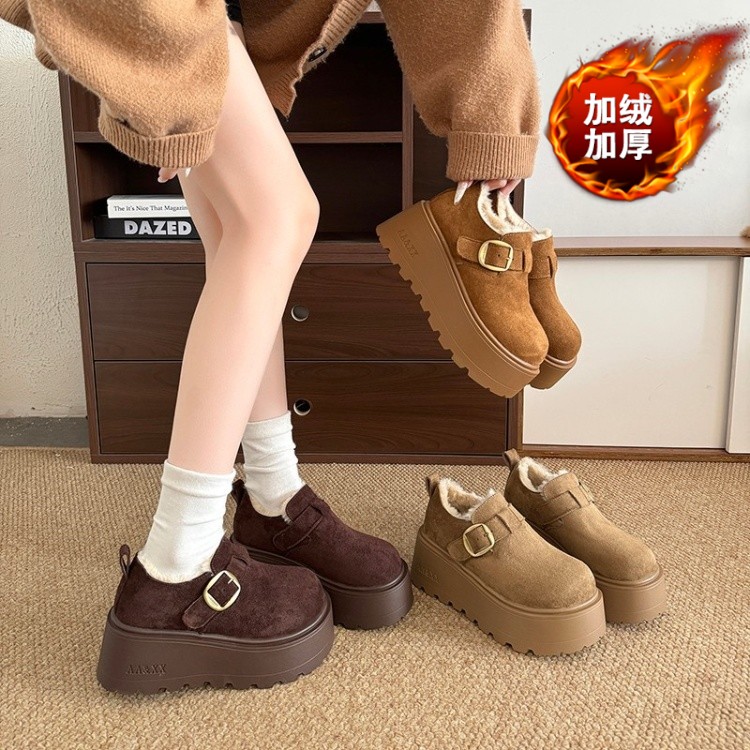 小个子厚底松糕增高勃肯鞋子女冬季加绒加厚保暖2025新款爆款棉鞋