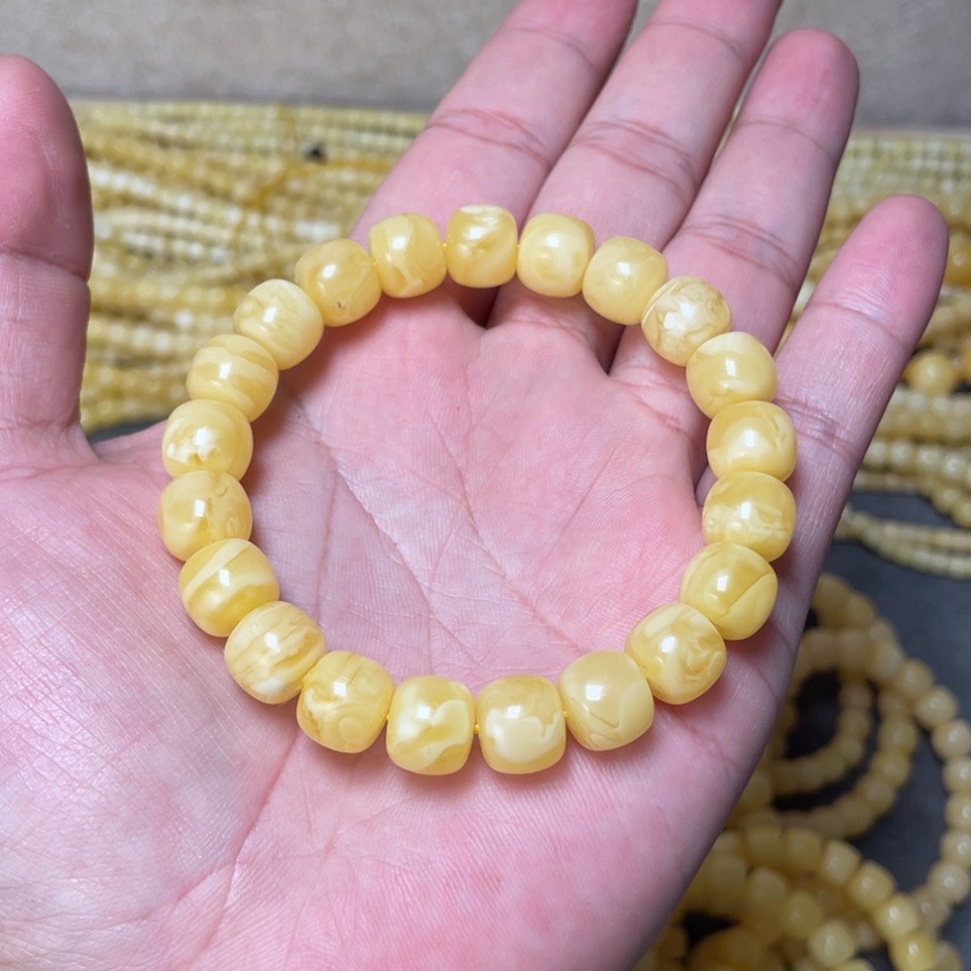 蜜蜡裸石未镶嵌蜜蜡手串10.6mm