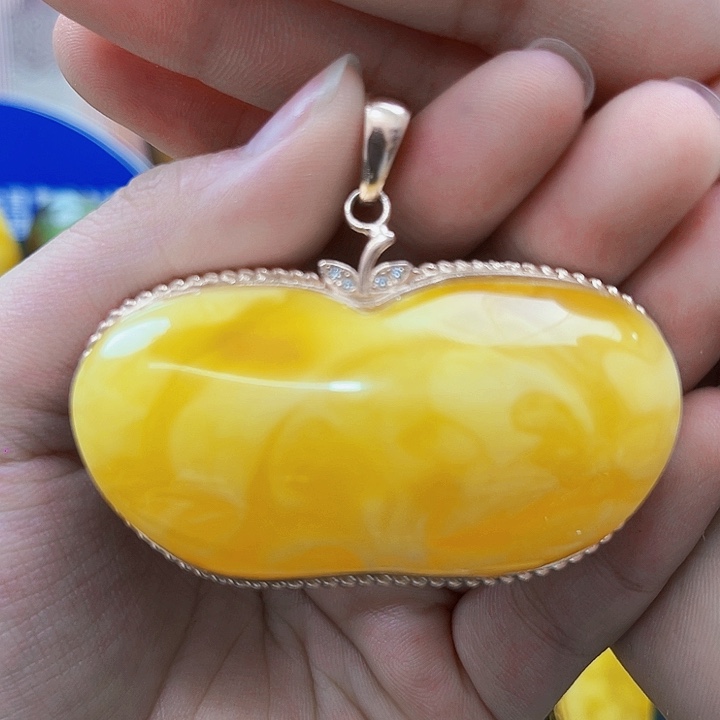 琥珀银S925镶嵌颈饰吊坠