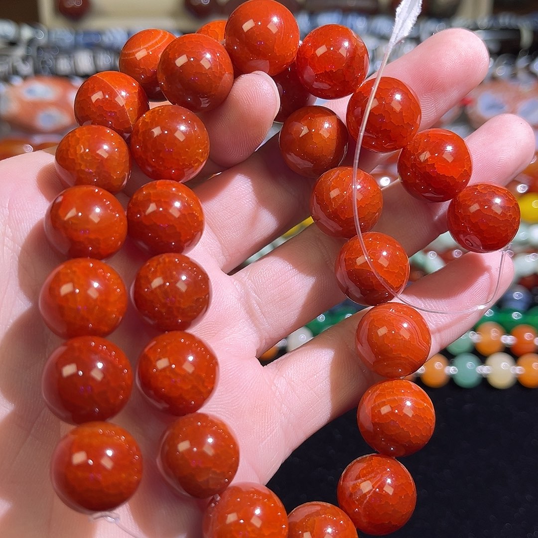 玛瑙/玉髓未镶嵌珠宝半成品龙鳞玛瑙卡14mm