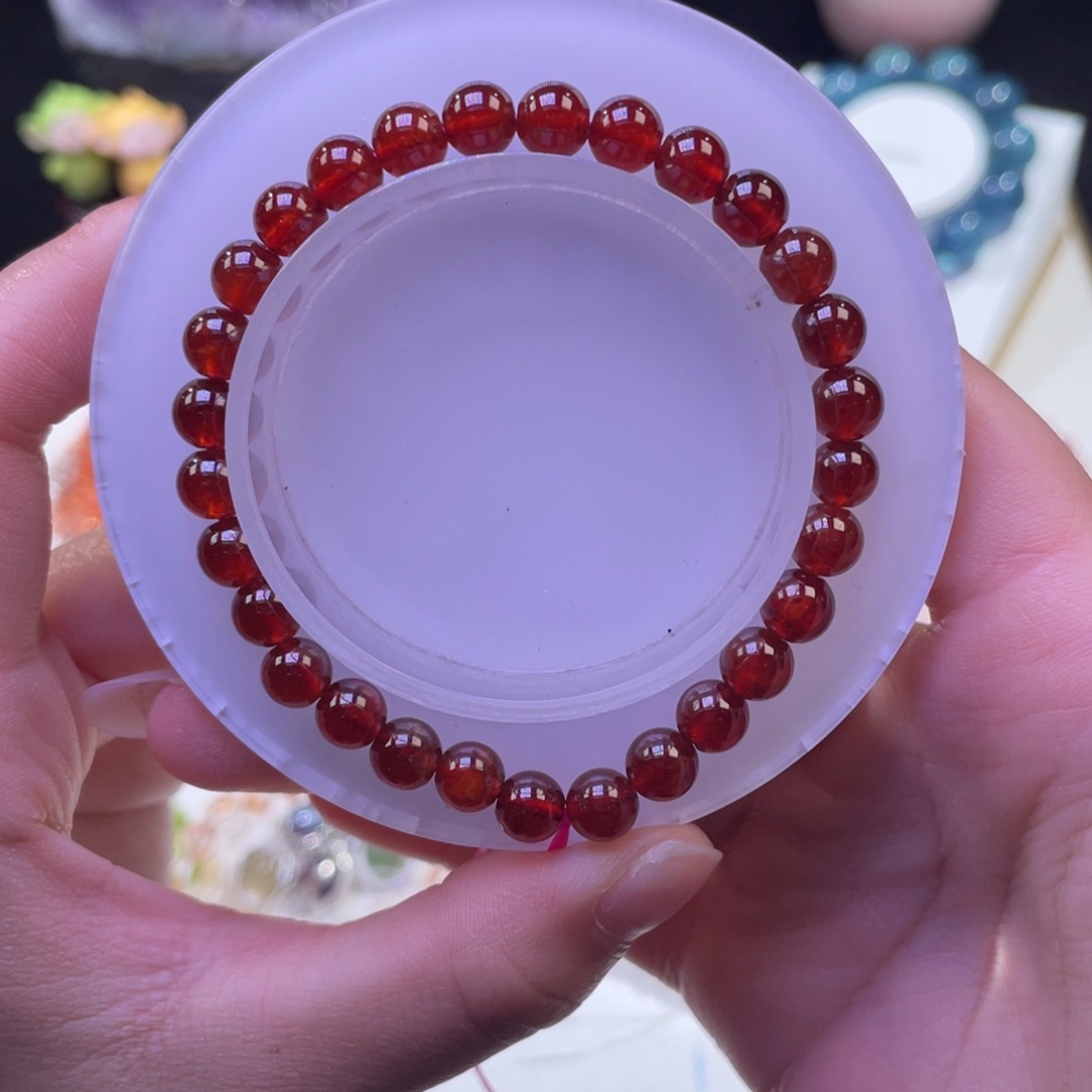 未镶嵌手链水晶血珀橙红石榴石6+