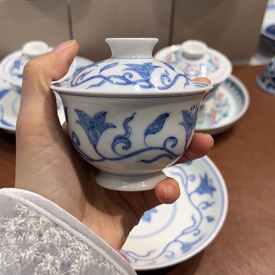 盖碗望**蟹萱草盖碗110毫升