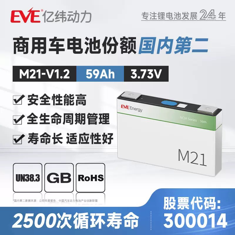 亿纬59全新A品m21三元3.7v59Ah动力电芯亿纬58朱金宝