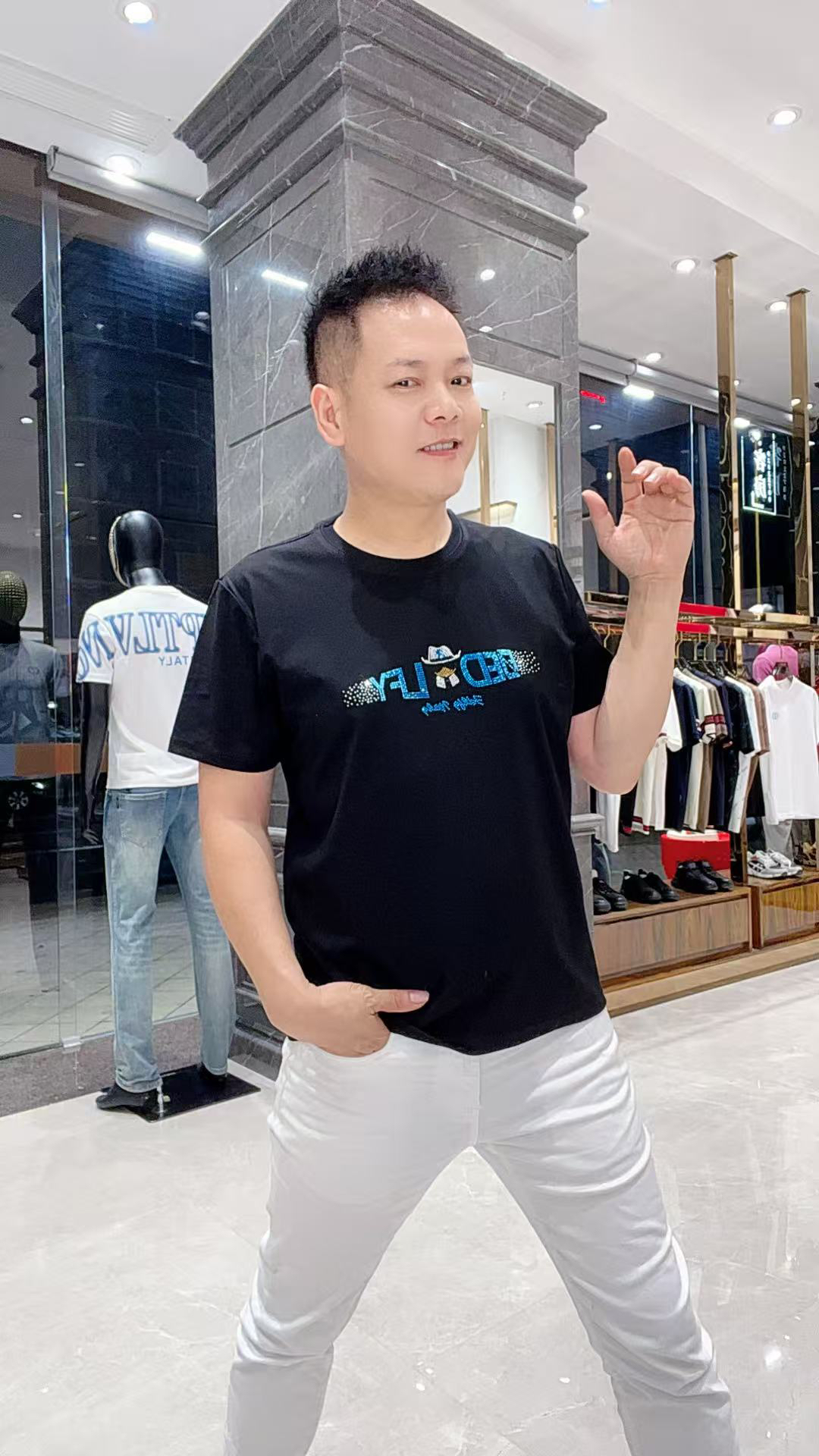 643夏季新款男士欧货时候尚双丝光棉短袖