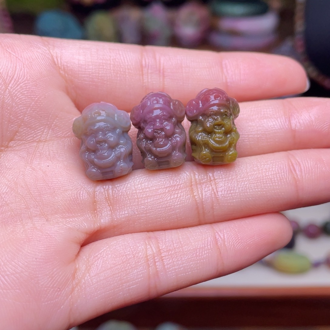 玛瑙/玉髓珠宝半成品未镶嵌盐源玛瑙三个财爷打包价98