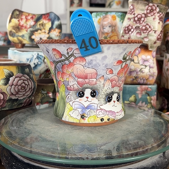 满38包邮 景德镇幸运花盆