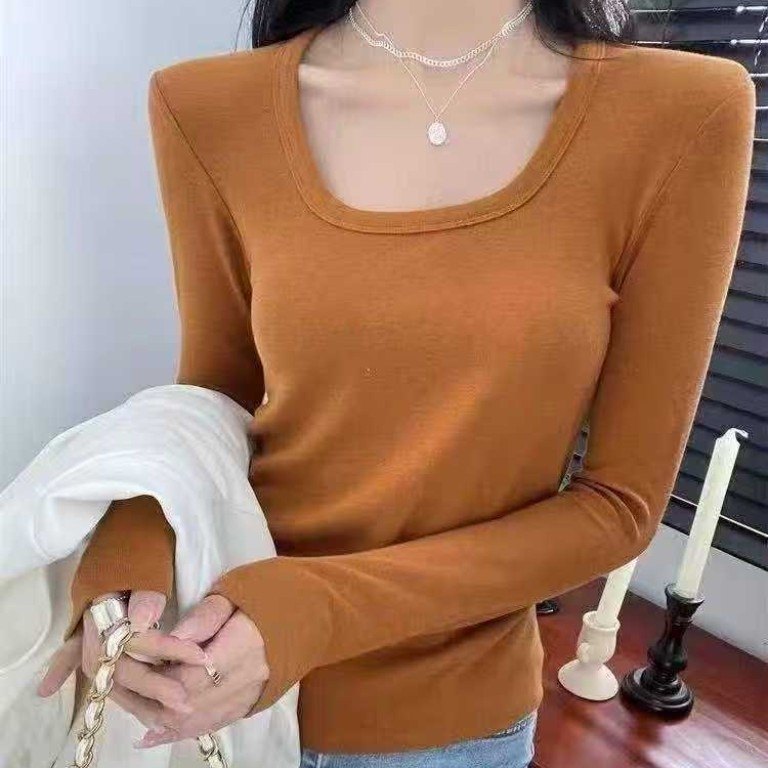 长袖法式女士修身内搭打底衫百搭显瘦