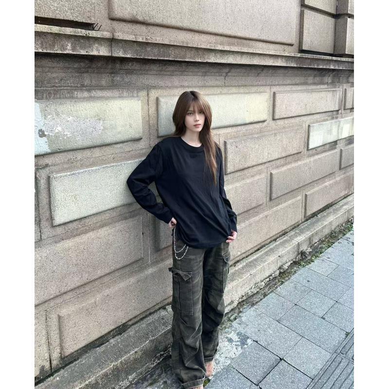 FIN 纯棉基础款纯色长袖T恤美式男女同款休闲百搭内搭春秋季