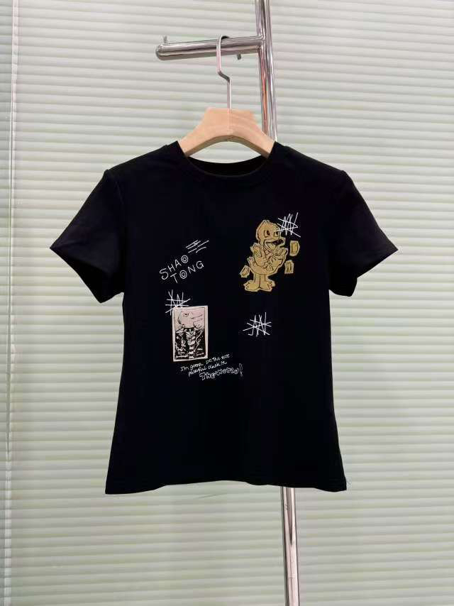 528黑色趣味印花T恤