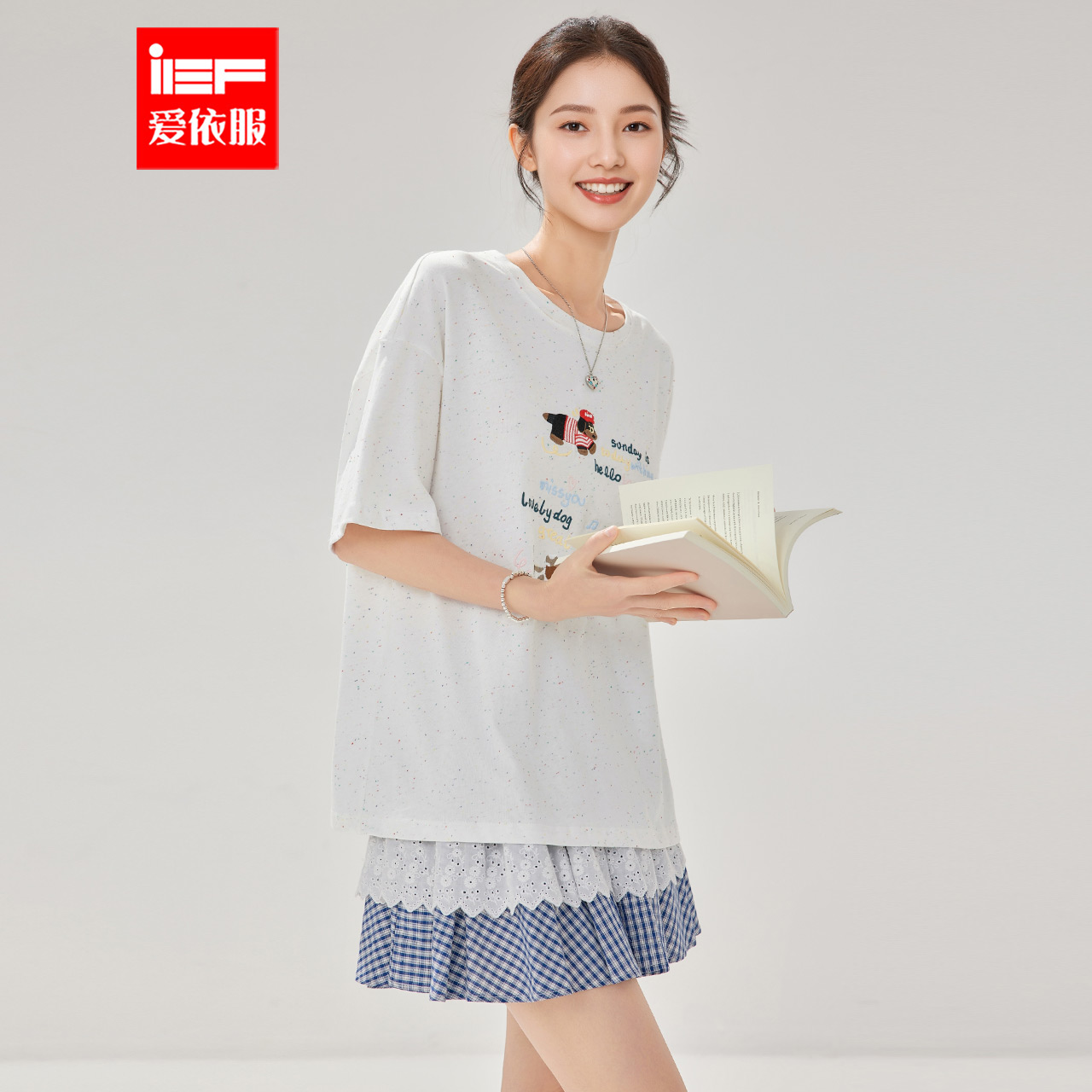 IEF/爱依服短袖上衣2025夏季新款韩系时尚小众设计感通勤百搭T恤